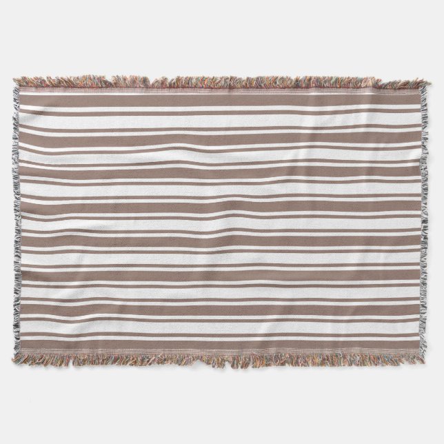 Taupe brun och vit kandy rand filt (Framsidan)