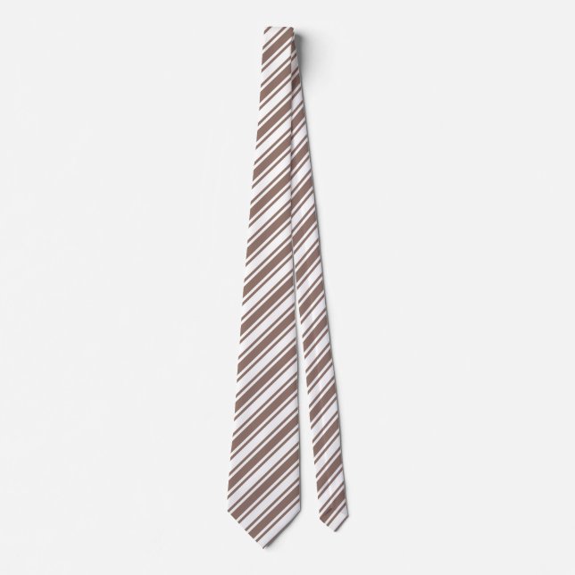Taupe brun och vit kandy rand slips (Framsida)