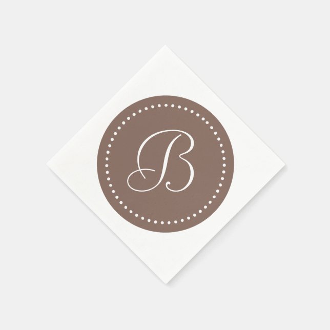 Taupe Brun/Vit Prick Monogram Pappersservett (Hörn)