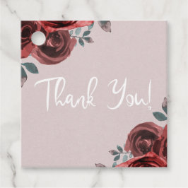 Taupe Burgundy Vattenfärg Rosor Grönska Bröllop Gåvor Etiketter