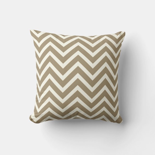 Taupe Chevron Dekorativ kudde (Framsida)
