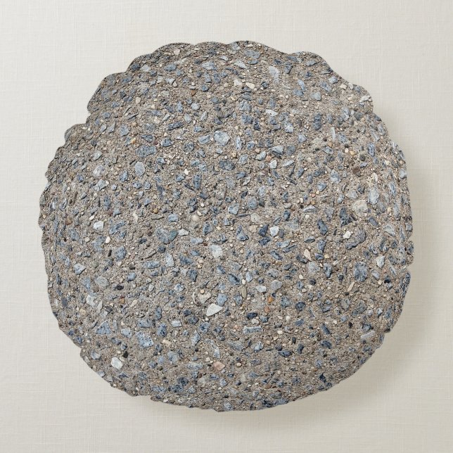 Taupe Concreement Blue Aggregate Sidepromenate Rund Kudde (Framsidan)