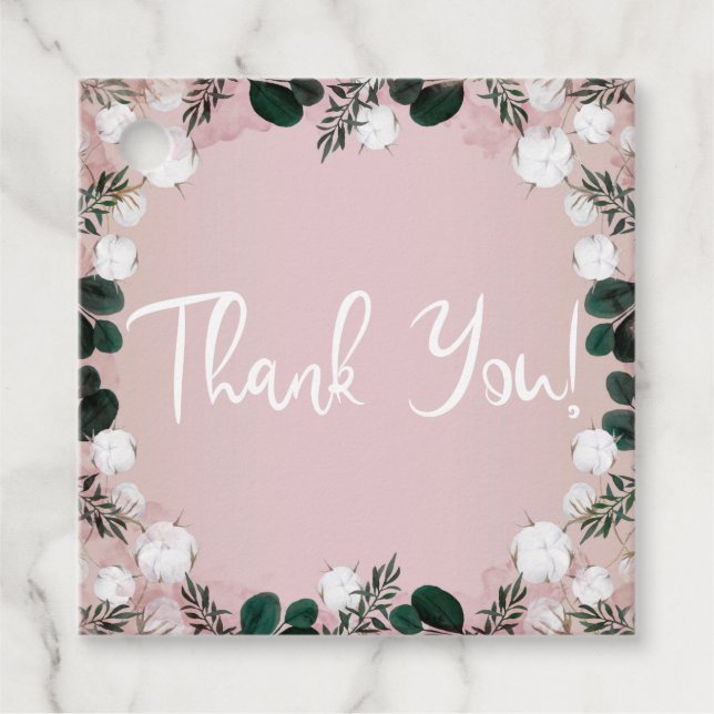  Taupe Cotton Blommigt Greenery Rustic Bröllop Gåvor Etiketter (Framsida)