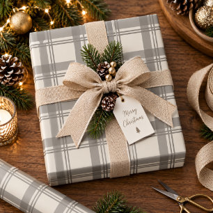 Taupe Cream neutral Tartan-rutig jul Presentpapper