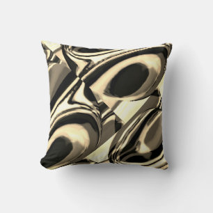Taupe Cream Tan Brown Black Swirling Ovalers Desig Kudde