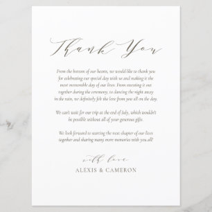 Taupe Dainty Script Bröllop tackeditt kort