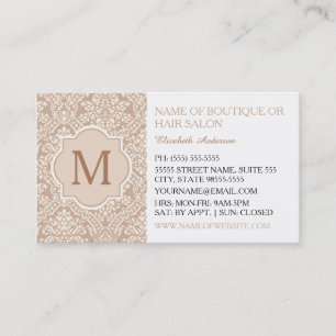 Taupe Damask Boutique Frisörsalong Visitkort