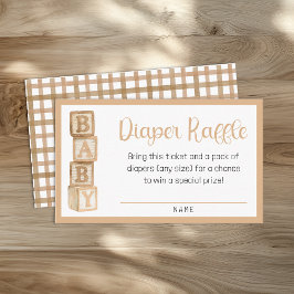 Taupe Diaper Raffle Card | Baby Shower Insert Tilläggskort