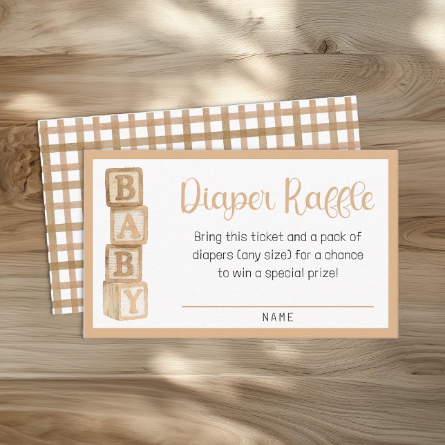 Taupe Diaper Raffle Card | Baby Shower Insert Tilläggskort (Diaper Raffle Card)