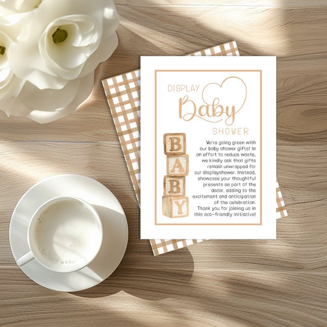 Taupe Display Duschkort | Oinslagna presenter Inse Tilläggskort (Display Baby Shower)