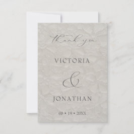 Taupe Elegant Script Foto Bröllop Tack Kort