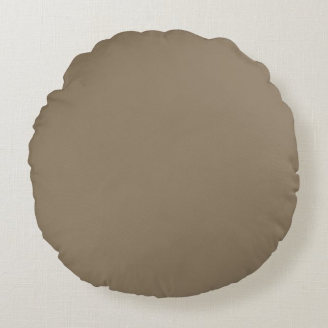 Taupe enfärgad, kudde, enkel, neutral, modern rund kudde (Framsidan)
