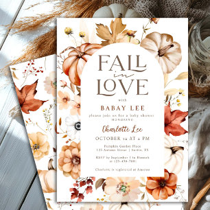 Taupe Fall i Kärlek Blommigt Arch Pumpkin Baby Sho Inbjudningar