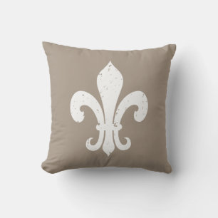 Taupe färg chic fleur de lis outdoor dekorativ kud kudde