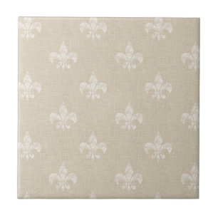 Taupe Fleur de Lis Kakelplatta