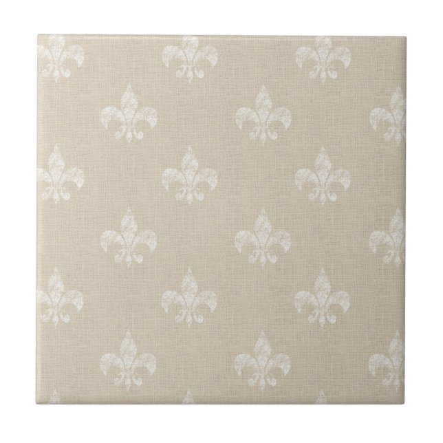 Taupe Fleur de Lis Kakelplatta (Framsidan)