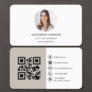 Taupe Foto QR-kod Visitkort