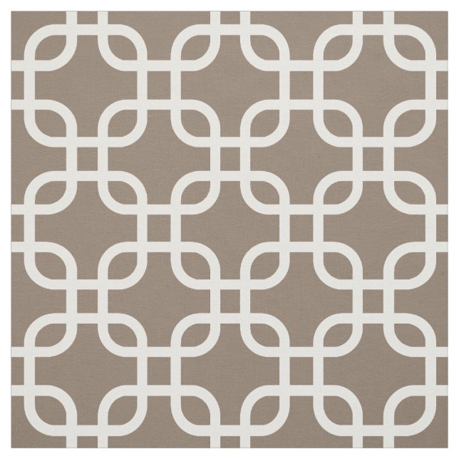 Taupe Geometric Links Mönster Tyg (Provkarta)