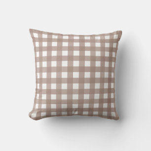 Taupe Gingham Check Dekorativ kudde