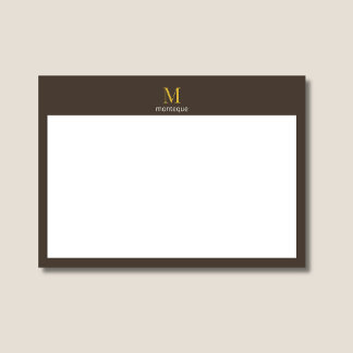 Taupe Gold Monogram Personalized Name Luxury Gift  Anteckningskort