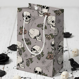 Taupe Grått Elegant Mörk Halloween Skull