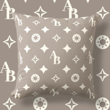 Taupe Grått + Ivory Anpassningsbar Initial Monogra