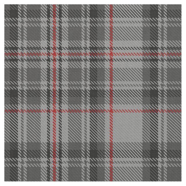 Taupe Grått Red Black Tartan Play Tyg (Närbild)