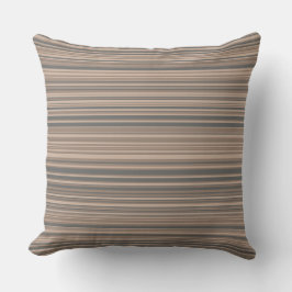 Taupe & Grått Simple Modern Stripe Mönster Kudde