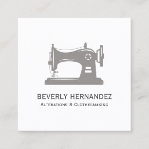 Taupe Grått Vintage Sewing Maskin Seamstress Fyrkantigt Visitkort