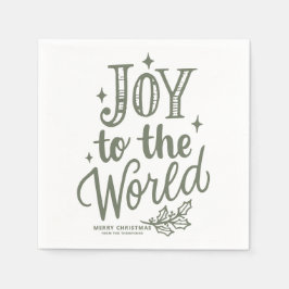 Taupe Green Joy to the World Lettering Christmas Pappersservett