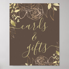 Taupe Greige & Guld Modern Blommigt Cards & Gifts Poster