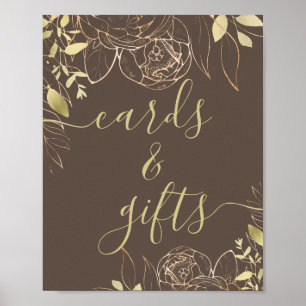 Taupe Greige & Guld Modern Blommigt Cards & Gifts Poster