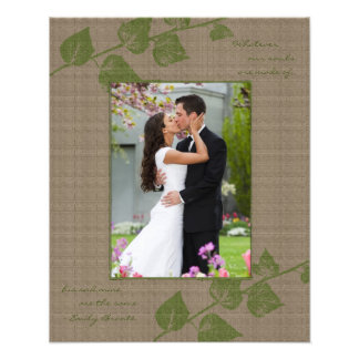 Taupe Grönt Löv Porträtt Photo Template Fototryck
