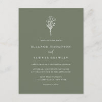 Taupe-Grönten Minimalist Bouquet QR-kod Bröllop