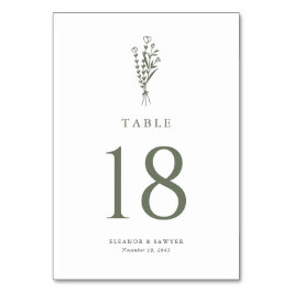 Taupe-Grönten: Minimalistisk Blommigt Bouquet Bröl Bordsnummer