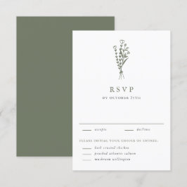 Taupe-Grönten: Minimalistisk Blommigt Bouquet Bröl OSA Kort