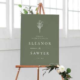 Taupe-Grönten: Minimalistisk Blommigt Bouquet Bröl Poster