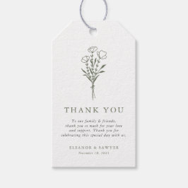 Taupe-Grönten: Minimalistisk Blommigt Bouquet Bröl Presentetikett