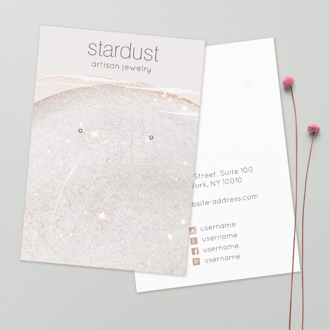 Taupe Guld Glitter Earring Visning Holder Visitkort (Skapare uppladdad)