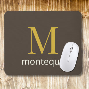 Taupe Guld Monogram Personligt Namn Lyxpresent Musmatta