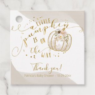 Taupe Guld Pumpkin Fall Baby Shower Tack Gåvor Etiketter