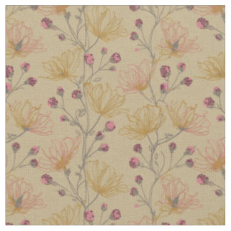 Taupe hallon och senaps blommönster tyg