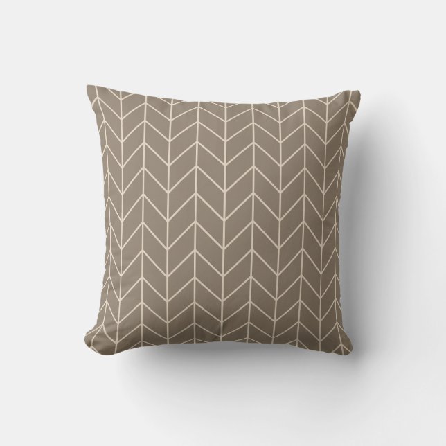 Taupe Herringbone Throw Pillow Kudde (Framsida)