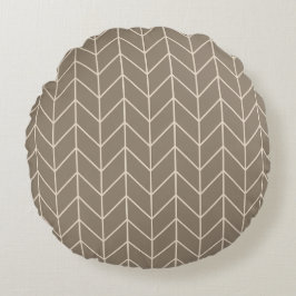 Taupe Herringbone Throw Pillow Rund Kudde