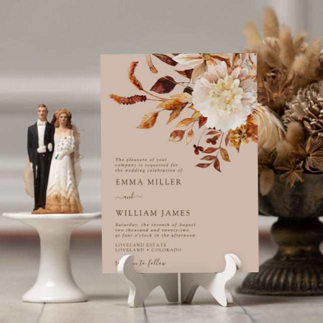Taupe Höst Modern Akvarell Terrakotta Bröllop Inbjudningar (Taupe Autumn Modern Watercolor Terracotta Wedding Invitation
)