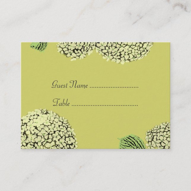 Taupe Hydrangea Place Cards Placeringskort (Framsida)