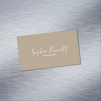 Taupe I Modern Minimalist QR Affärskort Magnet
