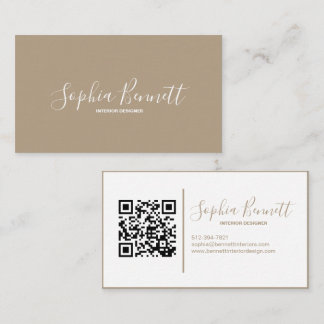 Taupe I Modern & Minimalist QR-kod Visitenkort Visitkort