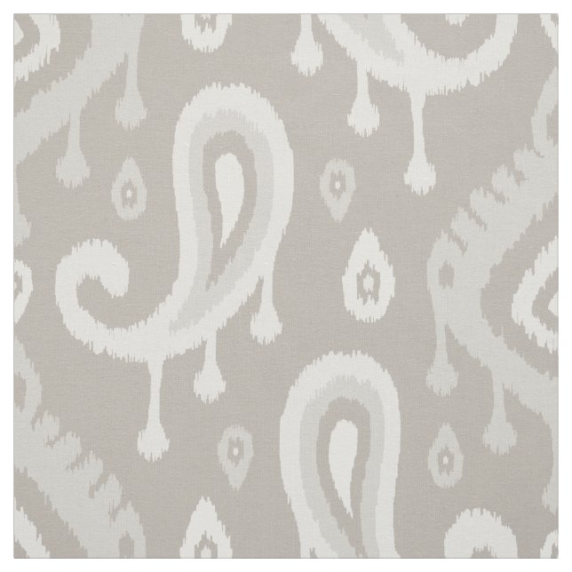 Taupe Ikat Paisley Large  Tyg (Provkarta)