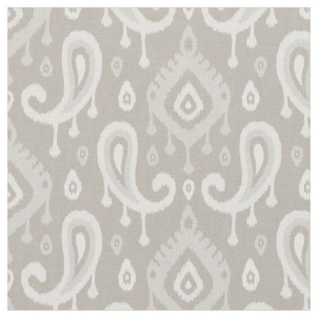 Taupe Ikat Paisley Tyg (Närbild)